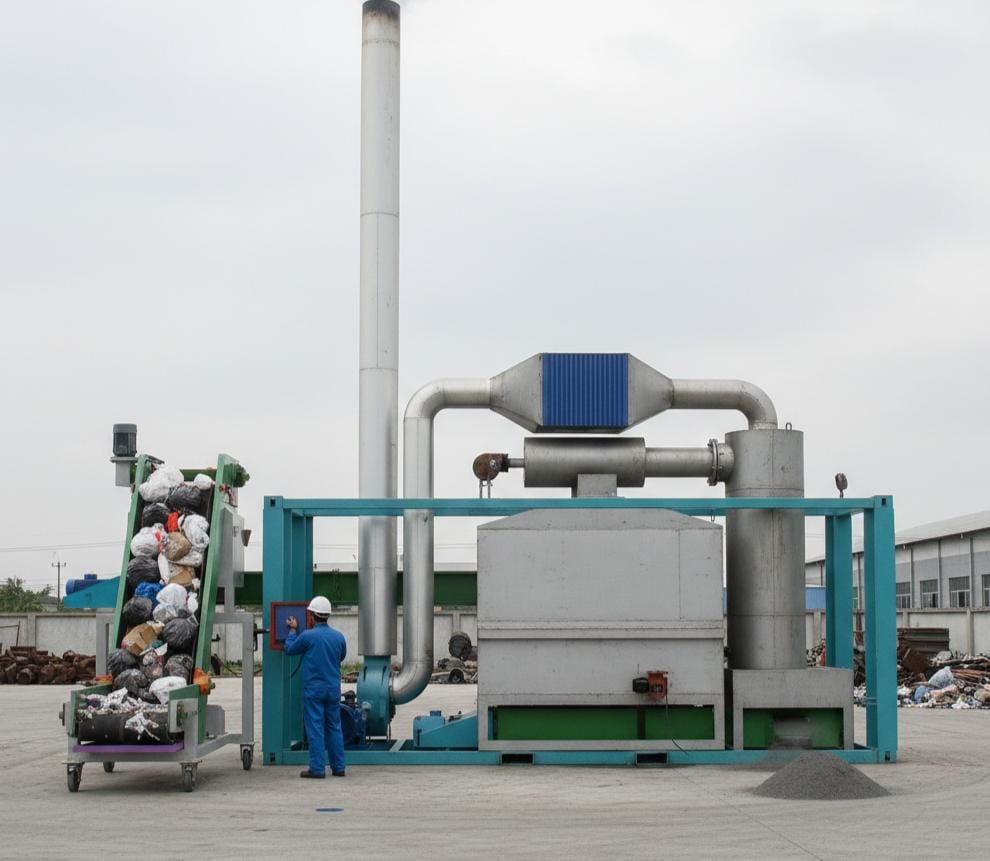 Foto mesin incinerator OSAMU saat beroperasi di lapangan